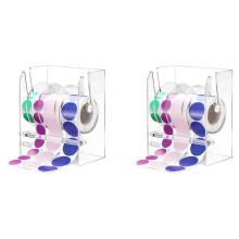 2X Adjustable Label Dispenser Acrylic Sticker Roll Dispenser Sticker Roll Holder Clear Label Holders 4 Disks