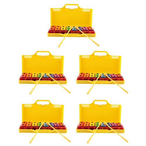 5 Set 8 Notes Chromatic Xylophone Glockenspiel Resonator Bells with Yellow Case