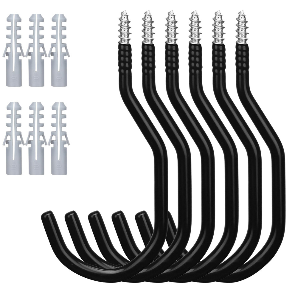 6Pack Heavy Duty Garage Storage Hooks, 6 Inch Wall Mount Utility Hooks For Tools, Ladders, Bikes And Hoses 9455672137904