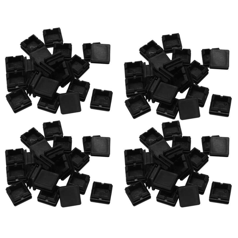Square Table Chair Leg Tube Pipe Feet Insert Cap 25Mmx25mm 80Pcs Black 6033600623410