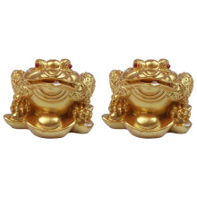 2X Chinese Feng Shui Money Lucky Fortune Ricchezza Rana Rospo Coin Decorazione Della Casa Home Office Decorazione Regali Fortunati Oro