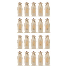 Burlap Wine Bags Wine Gift Bags with Drawstrings, Single Reusable Wine Bottle Covers with Ropes and Tags (20 Pcs)