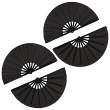 4 Pièces Grand Ventilateur En Nylon Tissu de Poche Ventilateur de Pliage Chinois Kung Fu Tai Ventilateur Noir Décoration Plier Main Ventilateur