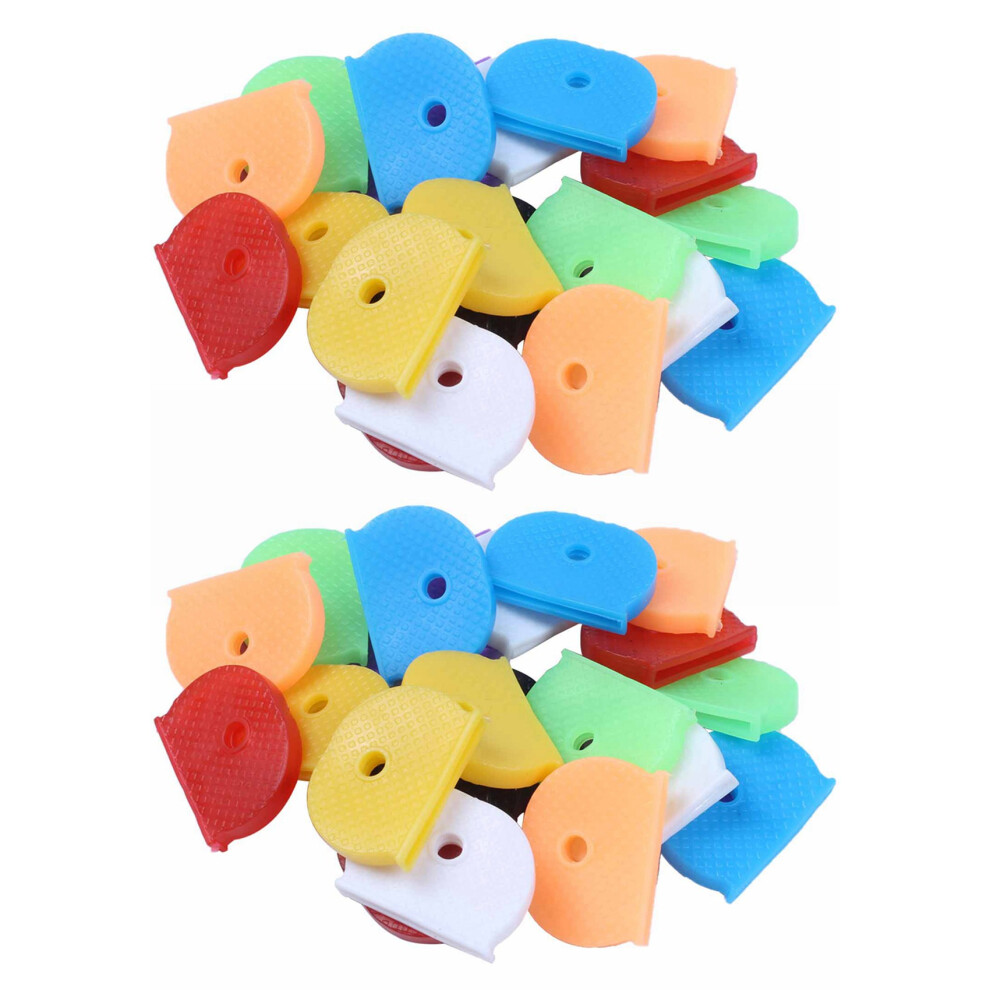 Brecantia 48 Key Caps With Flexible Key Cover For Easy Identification Of Door Keys, Multicolor