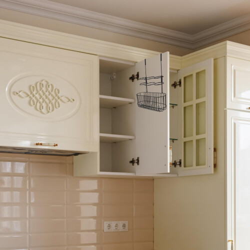 Wall Mounted Storage Shelf Durable Iron Rack for Kitchen Bathroom Space Saving Organizer Black 1