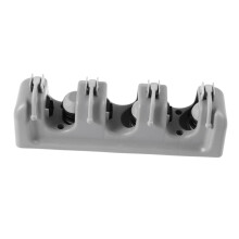 Mop Broom Holder Wall Mounted Organizer Rack with Secure Grip Ball Slots and Retractable Hooks for Garage and Garden Tools Grey