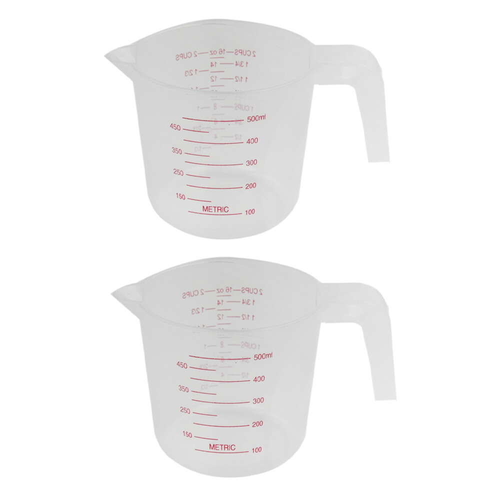 2X 500Ml Home Lab Measuring Jug Pitcher Plastic Handle Pour Spout Container Brecantia