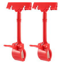 2X Abrazadera Clip Sostenedor de EXposicion de Etiqueta de Precio Tarjeta de Signo de Venta Al Por Menor de Mercancias Rojo