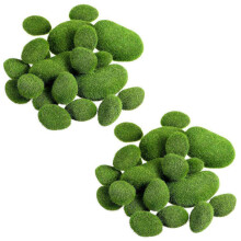 80 Pièces 2 Tailles Roches de Mousse Artificielle Pierres Décoratives Couvertes de Mousse Verte Faux