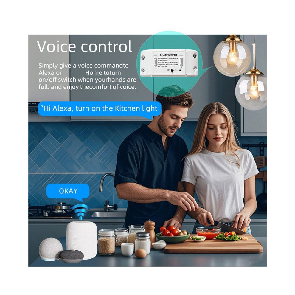 Wifi+433Mhz Home Automation Relay Module Wireless Remote Control Supports App Voice Control Black 4761759066643