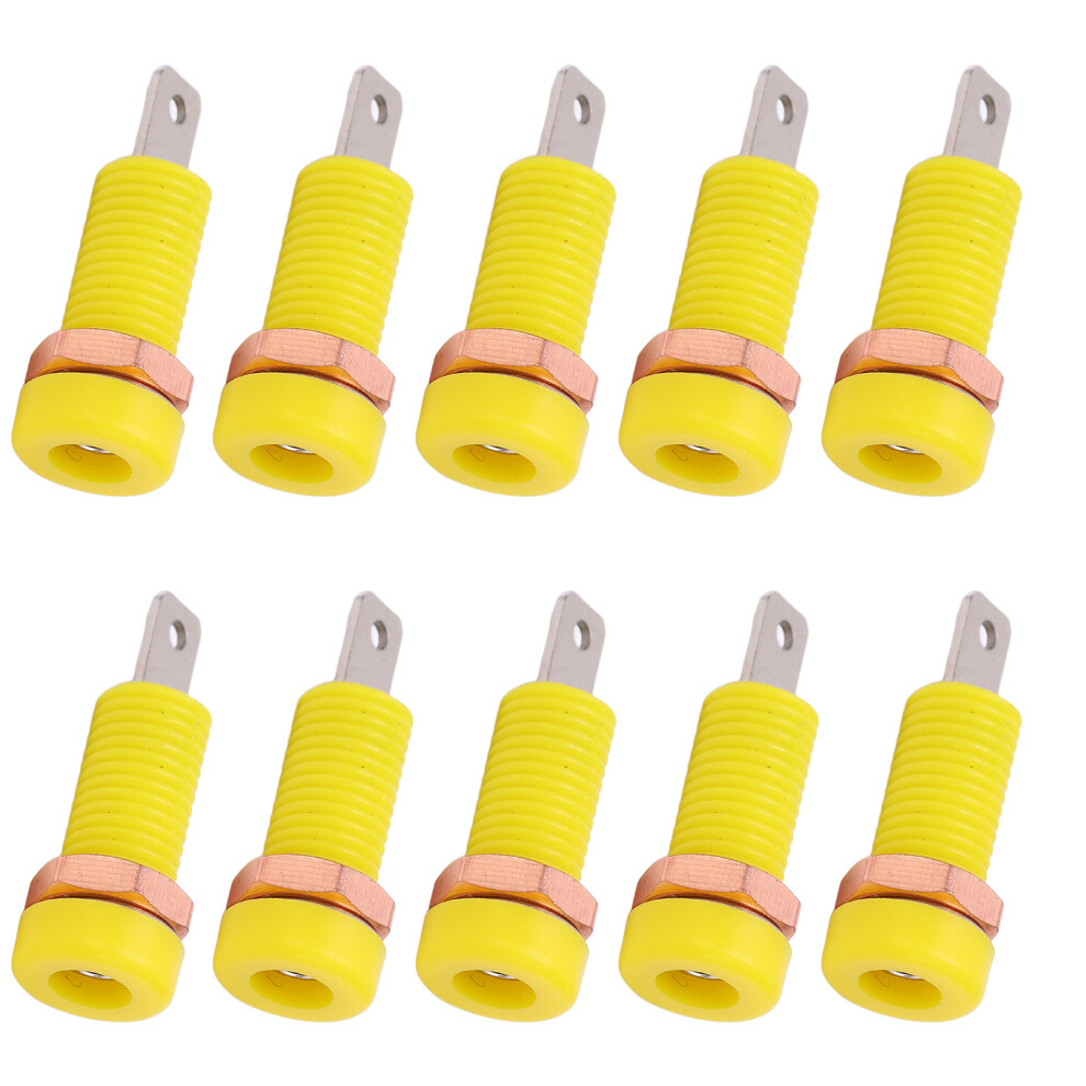 10Pcs 4Mm Brass Abs Banana Jack Binding Post Connector Yellow, 24A, 30V-60V 4961390445054