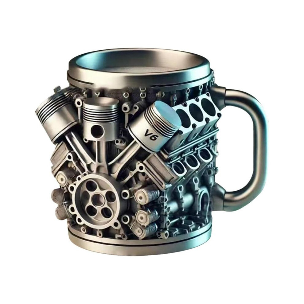 V6 Engines Stainless Steel Cup Coffee Mug, Car Engine Coffee Cup With Insulated Handle For Car Lovers Gift 4713266479805