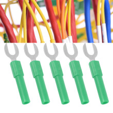 10 Stück Messing Gabel-Spaten-Leiterverbinder 6mm / 4mm Loch Grün 30Vac–60Vdc