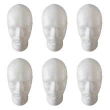 6X Herren Peruecke Display Cosmetology Schaufensterpuppe Kopf Standmodell Foam White