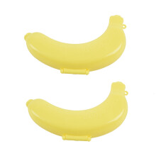 2X Caja de Platano Caja de Almuerzo Almacenamiento Portador Sostenedor Envase Protector - Amarillo