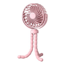 Ventilador Octopus, Ventilador de Escritorio para Camping, Ventilador Trípode Recargable USB, con Ventilador de Luz Rosa