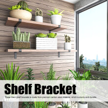 4 Black Carbon Steel Shelf Brackets Easy Fit