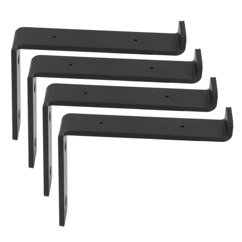 4 Black Carbon Steel Shelf Brackets for Home