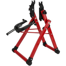 Wheel Truing Stand for 16'29' Wheels, Durable Aluminum Bike Tool, Foldable Red Design