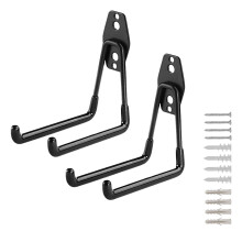 Heavy Duty Bike Wall Mount Hooks 2 Pack UShaped Steel AntiSlip Double Garage Storage Hangers Black