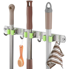 Metal Wall Mounted Broom and Mop Holder, Garage Tool Organizer with Secure Grip and SpaceSaving Design