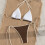 Women's Two Piece Swimsuit, , Strappy Triangle-brown M 7