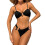 Women's two-piece bikini set, ring buckle pleated-Black M 1