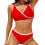 Damen-Set mit hoher Taille, zweiteiliger Badeanzug mit-Rot M 1