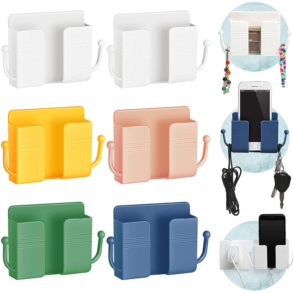 6Pcs Self Adhesive Wall Mounted Phone And Remote Control Holder Set For Multi Room Organization 9092120617214