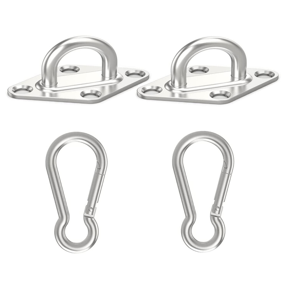 3 Inch 304 Stainless Steel Pad Eye And Snap Hook Set, CorrosionâResistant Marine Ceiling Anchor 9092120617337