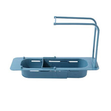Over Sink Dish Drying Rack Adjustable Telescopic Design with Drain Tray and Removable Scrap Bin