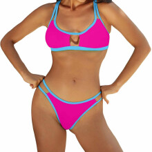 Ensemble de Bikini à cordes colorées pour femmes,-rose rouge L