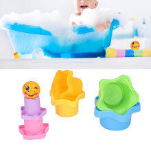 6pcs Flower Shape Stacking Cups for Babies 6M+ | 39x13cm Plastic Toys