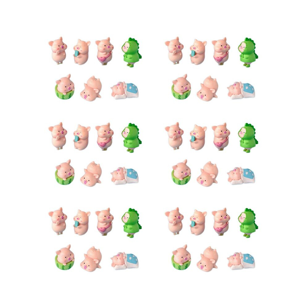 Brecantia 42Pcs Pig Plastic Diy Home Decoration Figurines Landscape Accessories Fairy Garden Miniatures Room Decor