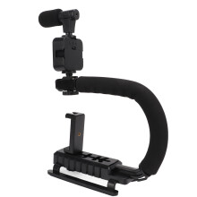 Handgehaltene Kamerastabilisierung mit LED-Leuchte & Mikrofon, 552 g, U-Form
