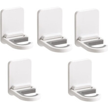 Stainless Steel Wall Mounted Mop Broom Holder with Self Adhesive No Drill Hooks for Bathroom Garage Organizer