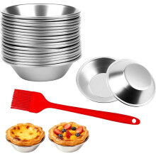Pack of 20 Egg Cake Moulds, Egg Cake Baking Mould Made of Aluminium, Reusable Egg Tart Mould,for Pudding, Cakes, Cupcake
