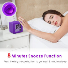 Despertador Digital com Luz Noturna LED Soneca para Quarto, Mesa Pequena de Cabeceira RelóGios de Viagem com ExibiçãO de Hora e Data, Roxo