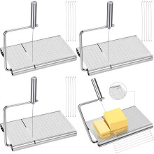 4er-Pack Käsehobel mit 24 Ersatzdrähten, Messgitter, Verstellbarem Butterschneider Aus Metall für Blockkäse und Kuchen