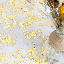 5X Table Runner, Sparkling Polyester Tulle Ribbon Roll with Gold Foil,Birthday Party Wedding Christmas Decor 28cmx10M