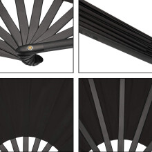 4 Piezas Gran Ventilador Plegable Tela de Nylon Ventilador Plegable de Mano Chino Kung Fu Tai Fan DecoraciónNegro Fold Fan de Mano para Fiesta