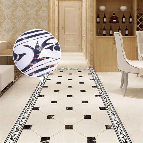 4pcs 2M Self-Adhesive Side  Tile Sticker Ancient Greek Pattern Bathroom Kitchen Restaurant Wall Stair Floor Border 2