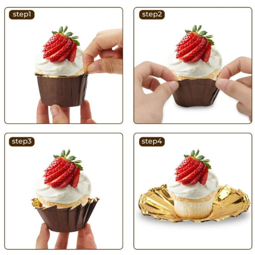 100Pcs Foil Cupcake Cups Disposable Muffin Liners Baking Cups Cupcake Tip Pan Ramekin Holders Little Pudding Cups 1