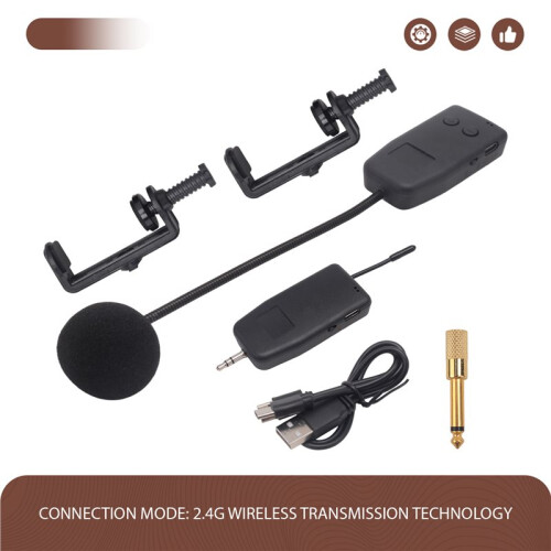 2.4G Wireless Microphone System for Violin, Cello, Guitar Clip- Transmitter and Receiver, 50 Meters Range 1