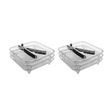 2X Support de Friteuse à Air de 8 Pouces Carré Trois Supports Empilables, Support de Déshydrateur Multicouche En Acier Inoxydable, Accessoires de