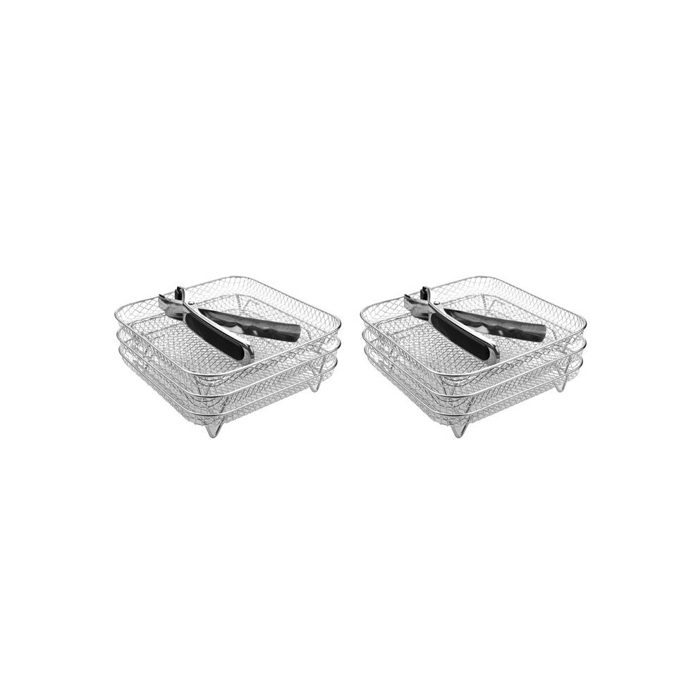2Pcs 8 Inch Air Fryer Rack Square Three Stackable Racks,Stainless Steel Multi-Layer Dehydrator Rack 6032748603582