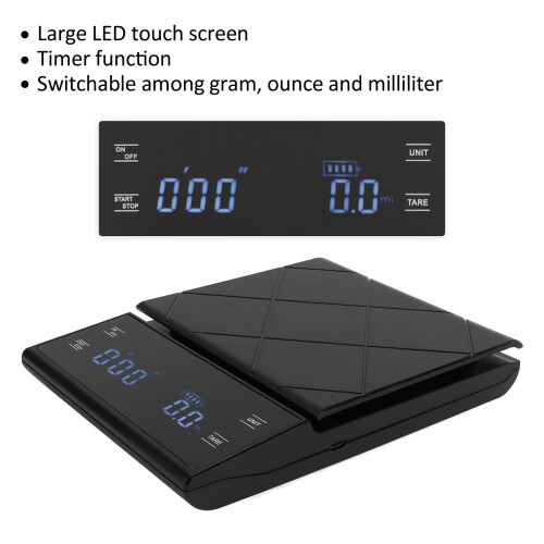 Coffee Scale with Timer 3000g ABS Touchscreen LED Display 2