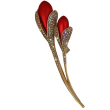 Broches de Flor de Tulipa Vermelha para Mulheres Elegante Flor de Tulipa Alfinetes de Lapela Festa de Casamento Crachá JóIas Metal Cor: 4