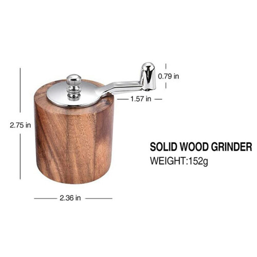 2X Pepper Mill, Hand Crank Wood Pepper Grinder with Classic Handle and Adjustable Ceramic Rotor 2