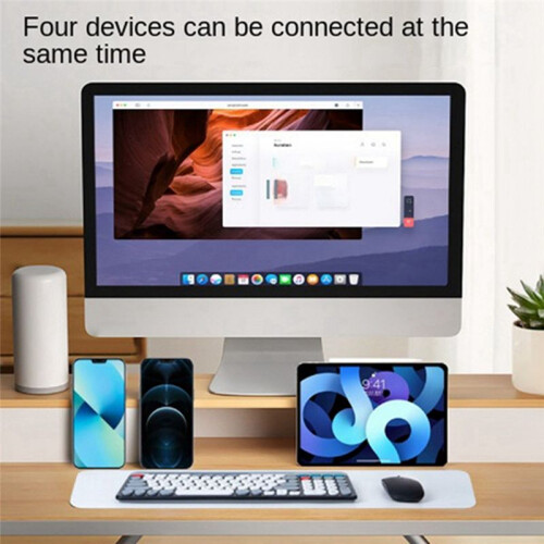 Tastiera e Mouse Wireless  Rotondi con Copritasti Adatti per Tablet e Laptop, Colore Bianco 1